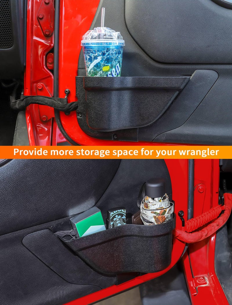 Savadicar DP3 جيوب تخزين الباب الأمامي، صندوق منظم لإدخال الباب الجانبي لـ 2011-2018 Jeep Wrangler JK JKU 2/4 ملحقات توسيع التخزين الداخلي باللون الأسود قطعتين - Image 3